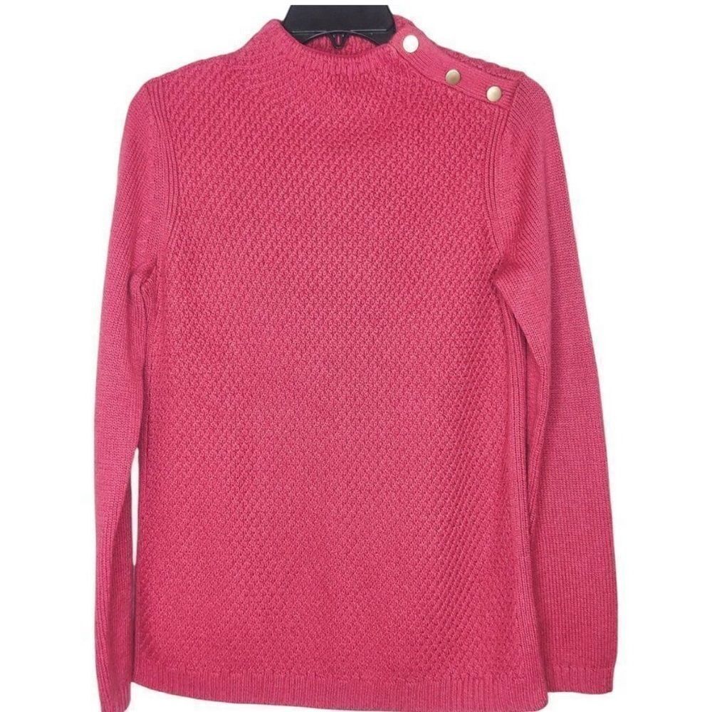 TALBOTS Beautiful Knit Mock Neck Sweater Button XS